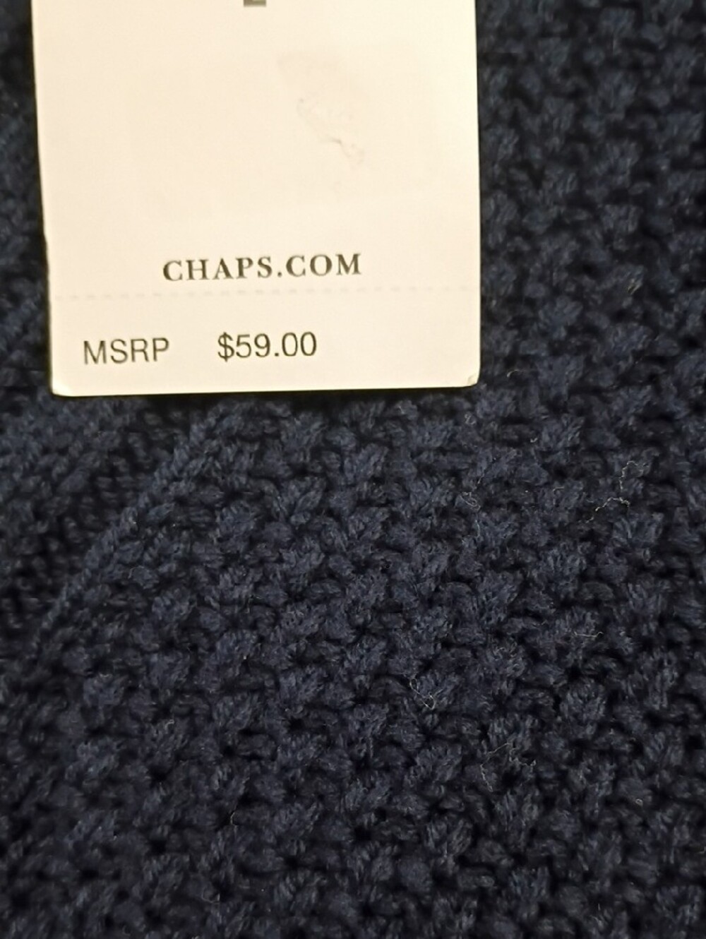 Chaps Navy Cable-Panel Crew Neck Sweater - Picture 7 of 7